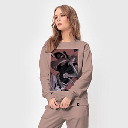 Костюм хлопковый женский Магическая битва Тодзи Фусигуро с ножами, цвет: пыльно-розовый — фото 2