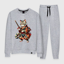 Костюм хлопковый женский Кот ниндзя - японский воин, цвет: меланж