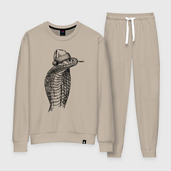 Костюм хлопковый женский Кобра новогодняя, цвет: миндальный