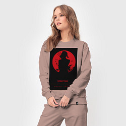 Костюм хлопковый женский Тёмный дворецкий Себастьян Михаэлис боец, цвет: пыльно-розовый — фото 2