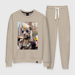 Костюм хлопковый женский Леопард альбинос панк музыкант из Нью-Йорка - нейр, цвет: миндальный