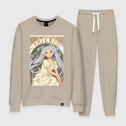 Костюм хлопковый женский Провожающая в последний путь Фрирен эльф, цвет: миндальный