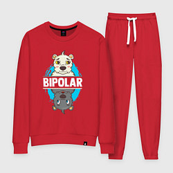Костюм хлопковый женский Биполярный медведь, цвет: красный