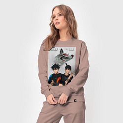 Костюм хлопковый женский Магическая битва Мэгуми Фусигуро Аки Хаякава, цвет: пыльно-розовый — фото 2