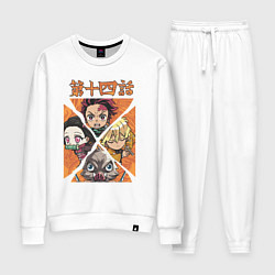 Костюм хлопковый женский Тандзиро Незуко Инозука и Зеницу Клинок рассекающи, цвет: белый