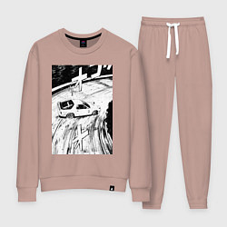 Костюм хлопковый женский Mazda RX-7 гоночный стиль, цвет: пыльно-розовый