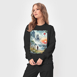 Костюм хлопковый женский Ghost of Tsushima - watercolor, цвет: черный — фото 2