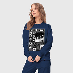 Костюм хлопковый женский Величие Танджиро - Клинок рассекающий демонов, цвет: тёмно-синий — фото 2