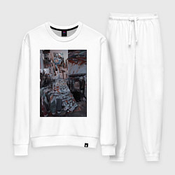 Костюм хлопковый женский Художественный творческий беспорядок, цвет: белый