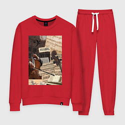 Костюм хлопковый женский Музыка эстетика, цвет: красный
