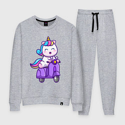 Костюм хлопковый женский Единорог на мотороллере, цвет: меланж