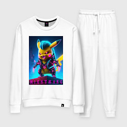 Костюм хлопковый женский Cyberpunk - terrible Pikachu with claws, цвет: белый