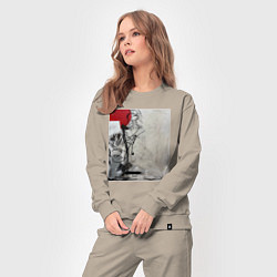 Костюм хлопковый женский Abstract Red, цвет: миндальный — фото 2
