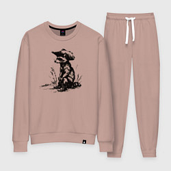 Костюм хлопковый женский Енот ковбой, цвет: пыльно-розовый