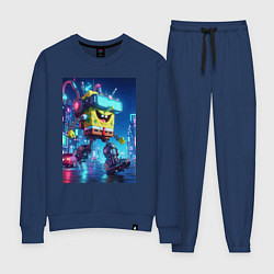 Костюм хлопковый женский Cyber Sponge Bob - neon glow fantasy, цвет: тёмно-синий