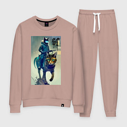 Костюм хлопковый женский Cat forces - ai art fantasy, цвет: пыльно-розовый