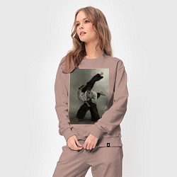 Костюм хлопковый женский Айкидо бросок, цвет: пыльно-розовый — фото 2