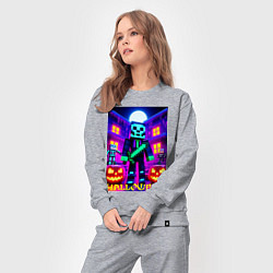 Костюм хлопковый женский Halloween and Minecraft - neon collaboration, цвет: меланж — фото 2