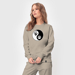 Костюм хлопковый женский Инь ян символ квадробика, цвет: миндальный — фото 2