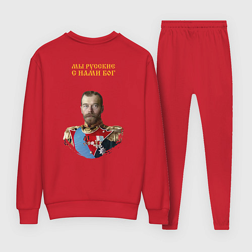Женский костюм Мы русские с нами Бог Ника желтая с Николаем 2 для / Красный – фото 2
