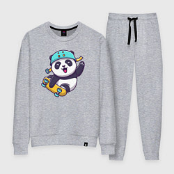 Костюм хлопковый женский Skater panda, цвет: меланж