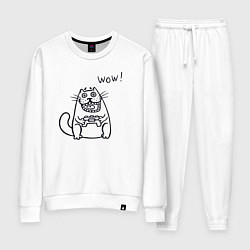 Костюм хлопковый женский Котик вау, цвет: белый