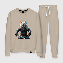 Костюм хлопковый женский Кот викинг, цвет: миндальный