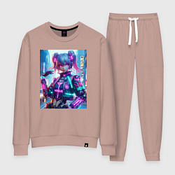 Костюм хлопковый женский Модная красотка - киберпанк, цвет: пыльно-розовый