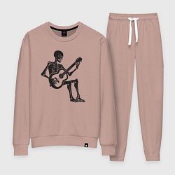 Костюм хлопковый женский Скелет гитарист, цвет: пыльно-розовый