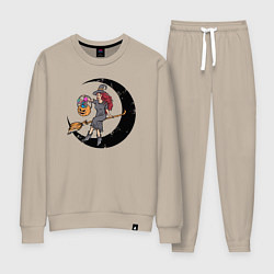 Костюм хлопковый женский Ведьмочка с тыквой, цвет: миндальный