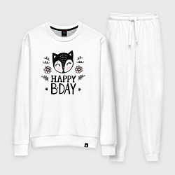Костюм хлопковый женский Лисёнок с днём рождения, цвет: белый