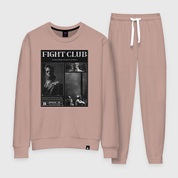 Костюм хлопковый женский Бойцовский клуб постер, цвет: пыльно-розовый