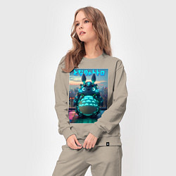 Костюм хлопковый женский Cyber Totoro - neon glow fantasy, цвет: миндальный — фото 2