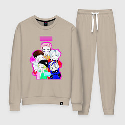 Костюм хлопковый женский Big bang в аниме стиле, цвет: миндальный