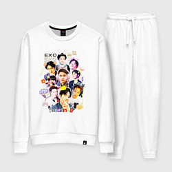 Костюм хлопковый женский Exo together дружная команда, цвет: белый