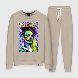 Костюм хлопковый женский Halloween zombie - magazin cover, цвет: миндальный