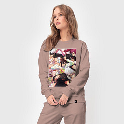 Костюм хлопковый женский Дандадан: Момо Аясэ, цвет: пыльно-розовый — фото 2