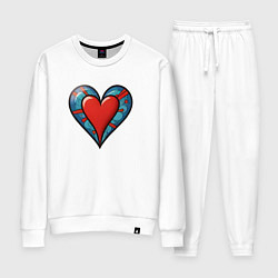 Костюм хлопковый женский Сердечко любовь, цвет: белый