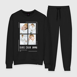 Костюм хлопковый женский Bang chan stray kids cute, цвет: черный
