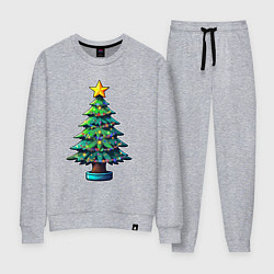 Костюм хлопковый женский Ёлочка, зажгись, цвет: меланж