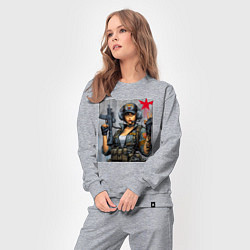 Костюм хлопковый женский Cool military girl - graffiti, цвет: меланж — фото 2