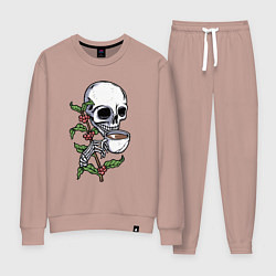 Костюм хлопковый женский Кофейный череп, цвет: пыльно-розовый