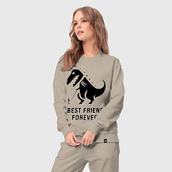 Костюм хлопковый женский Godzilla best friend, цвет: миндальный — фото 2