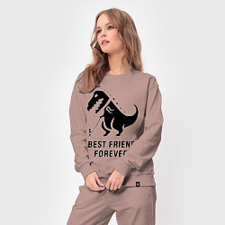 Костюм хлопковый женский Godzilla best friend, цвет: пыльно-розовый — фото 2