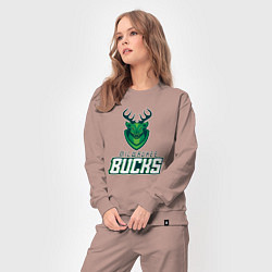 Костюм хлопковый женский Milwaukee Bucks NBA, цвет: пыльно-розовый — фото 2