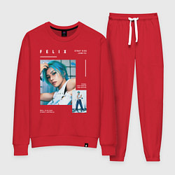 Костюм хлопковый женский Felix stray kids rockstar, цвет: красный