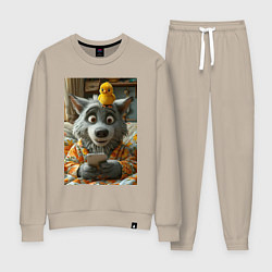 Костюм хлопковый женский Волк и цыпа, цвет: миндальный