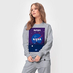 Костюм хлопковый женский NASA фиолетовый плакат, цвет: меланж — фото 2