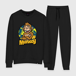 Костюм хлопковый женский Monkey jungle, цвет: черный