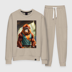 Костюм хлопковый женский Орангутанг хуманизация, цвет: миндальный